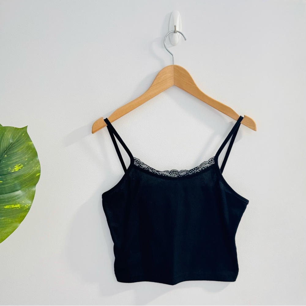 SHEIN | Black Lace Crop Tank Top Small